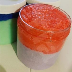 Pink in purple body sugar scrub
